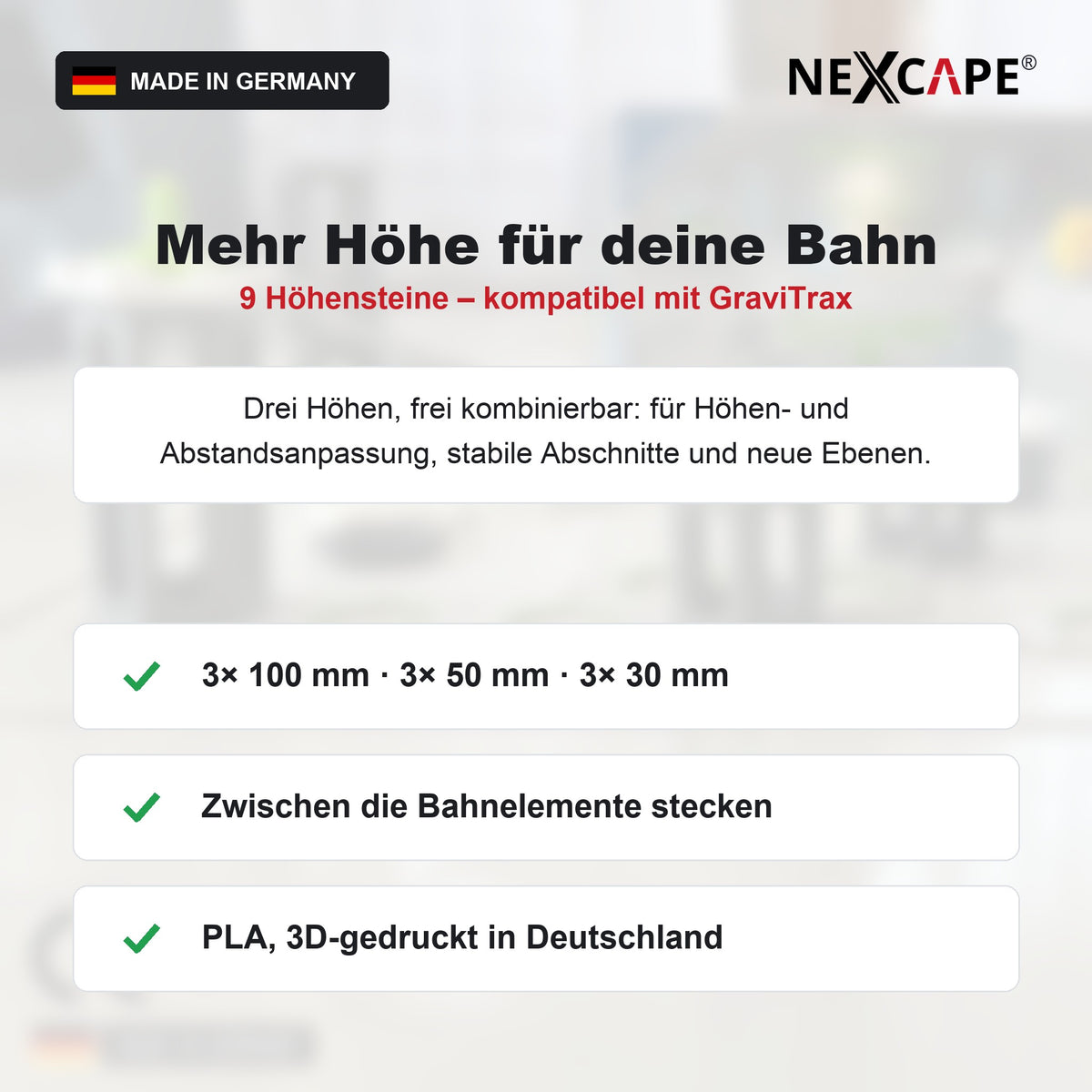 Passend für GraviTrax Höhensteine 9er Set – Kugelbahn Zubehör 3D-Druck Made in Germany NEXCAPE® – Vorteile im Überblick