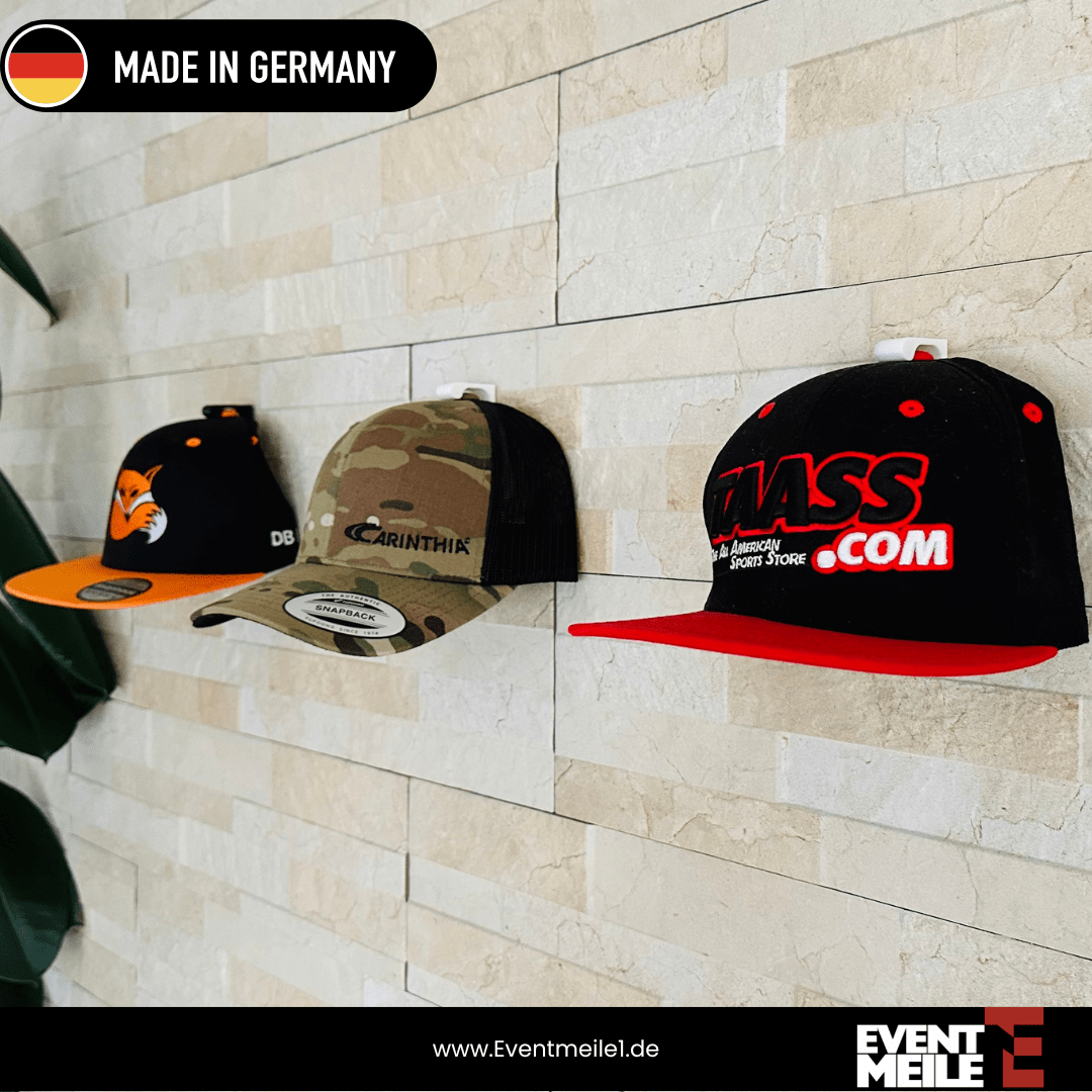 10x Cap Wandhalterung BaseCap Halterung Mützen Wand Halter für New Era Flexfit - Eventmeile1