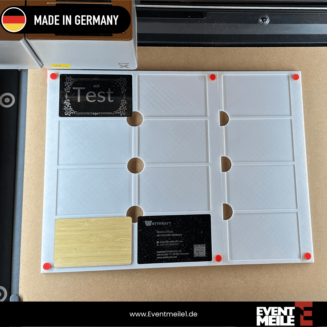 XTool M1 Ultra Schablone für Visitenkarten. - Eventmeile1