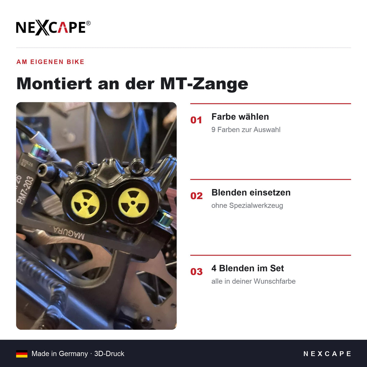 Bremssattel-Blende 4er Set passend für Magura MT5/MT6/MT7 Trail – Ring MTB E-Bike NEXCAPE® – Lieferumfang