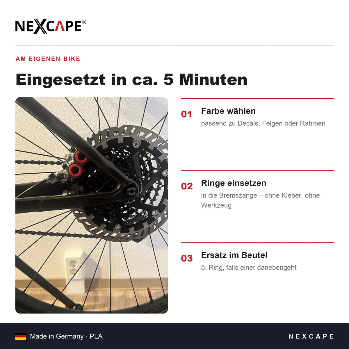 Bremssattel-Zierring Set passend für Magura MT5/MT6/MT7 Oversize Trail – Schutzring MTB E-Bike NEXCAPE® – Lieferumfang