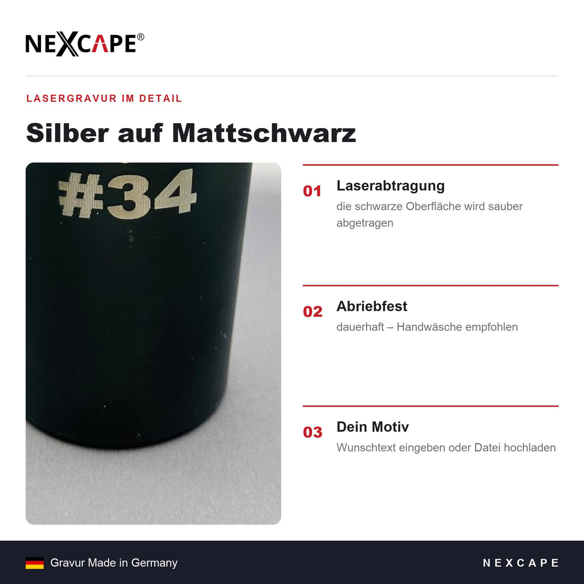 Personalisierter Gym Shaker Schwarz mit Lasergravur – Silberne Premium-Gravur – So funktioniert es