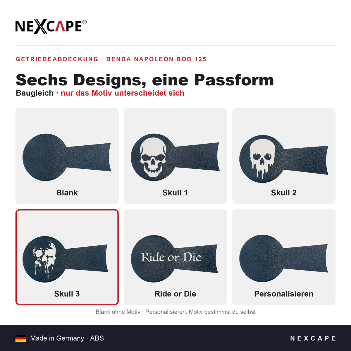 Getriebeabdeckung Skull 3 passend für Benda Napoleon Bob 125 – Technische Daten
