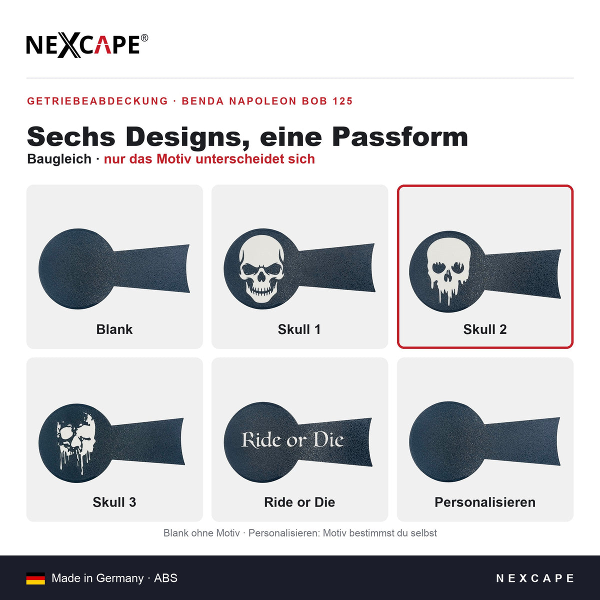 Getriebeabdeckung Skull 2 passend für Benda Napoleon Bob 125 – Technische Daten