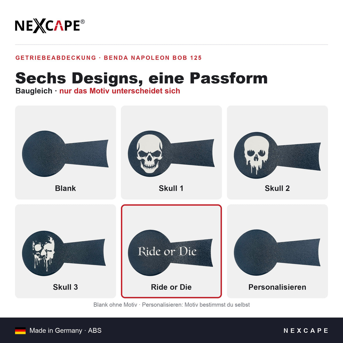 Getriebeabdeckung Ride or Die passend für Benda Napoleon Bob 125 – Technische Daten