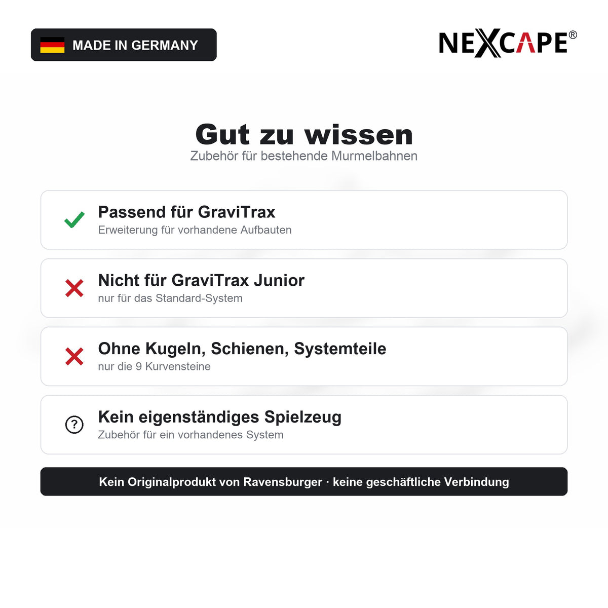 Passend für Gravitrax Murmelbahn Kurvensteine 9er Set – Gut zu wissen