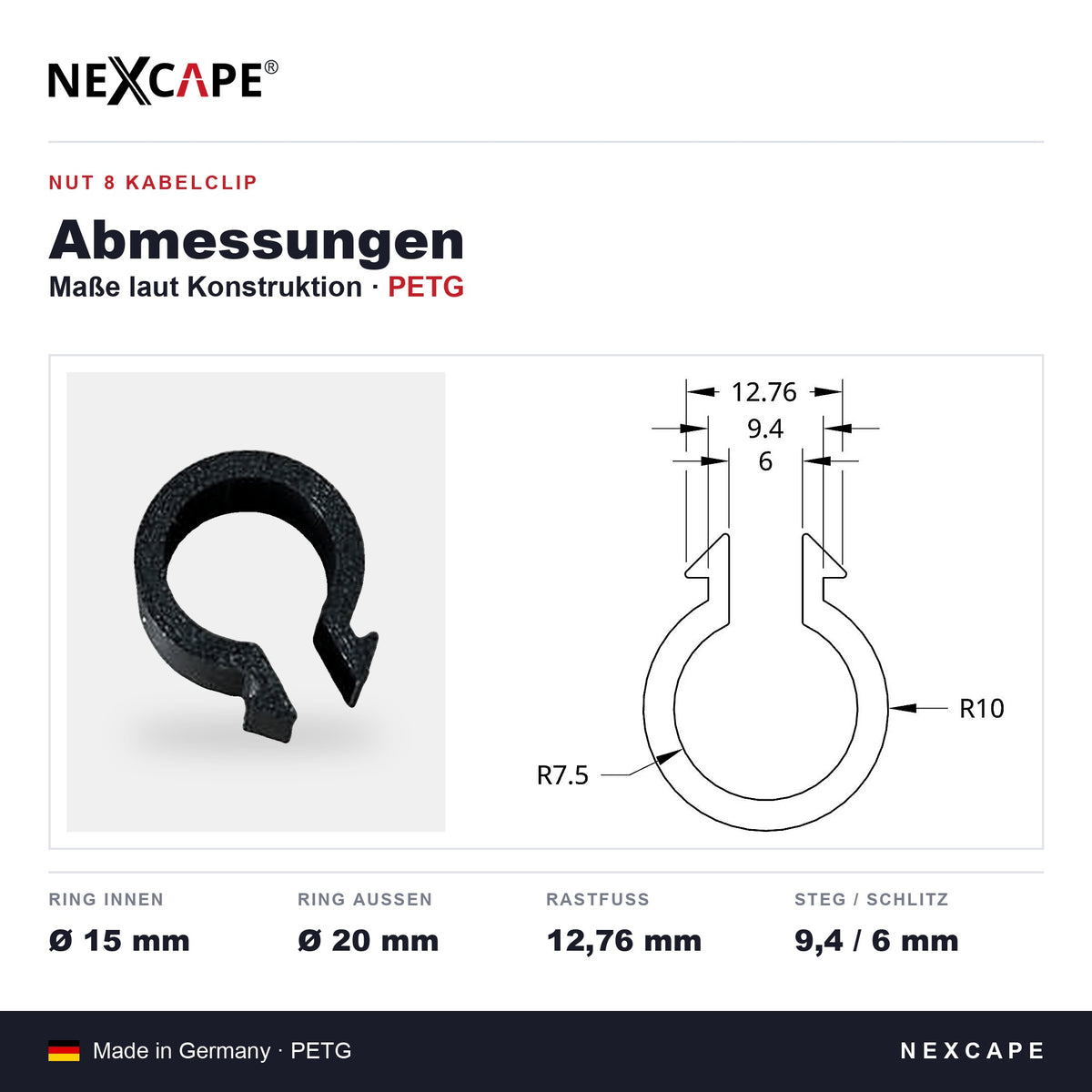 Nut 8 Kabelclip im Aluprofil eingerastet – Montage in 3 Schritten