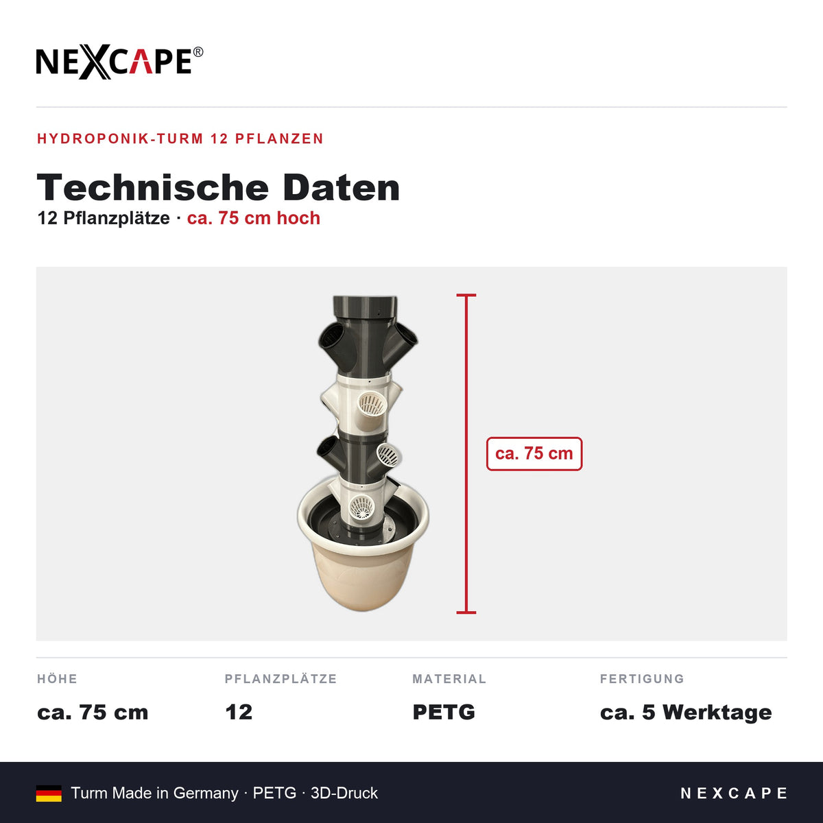 Hydroponik Turm 12 Pflanzen Indoor Tower Selbstversorger Kräuter Salat NEXCAPE® – Lieferumfang