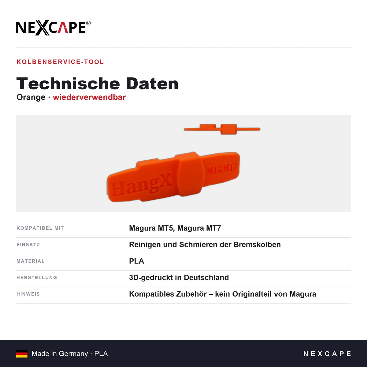Kolbenservice-Tool passend für Magura MT5/MT7 – Bremse Entlüftung MTB Werkzeug NEXCAPE® – Technische Daten