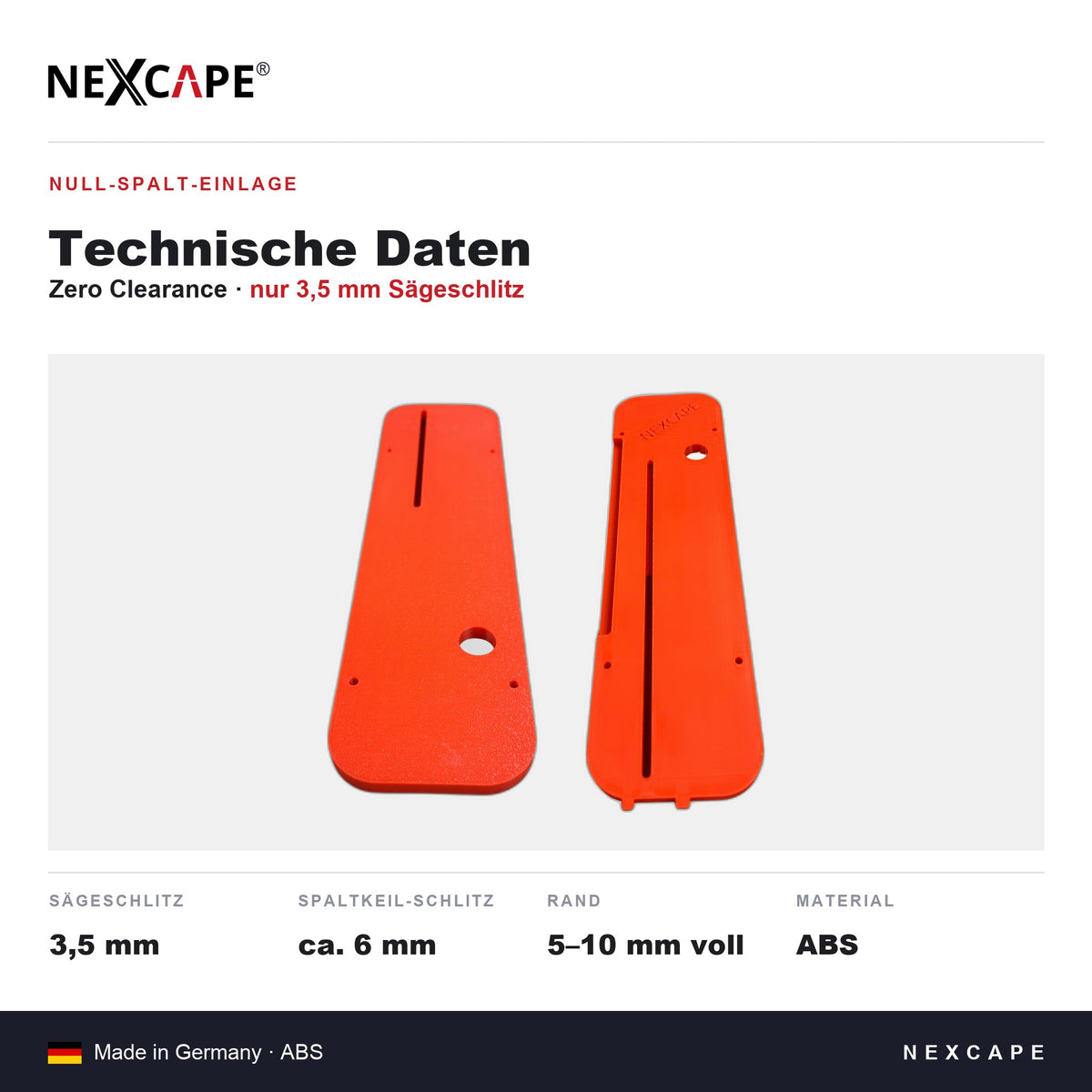 Null-Spalt-Einlage passend für BOSCH GTS 10 XC – Nullspalteinlage Tischkreissäge präzise NEXCAPE® – Anpassen