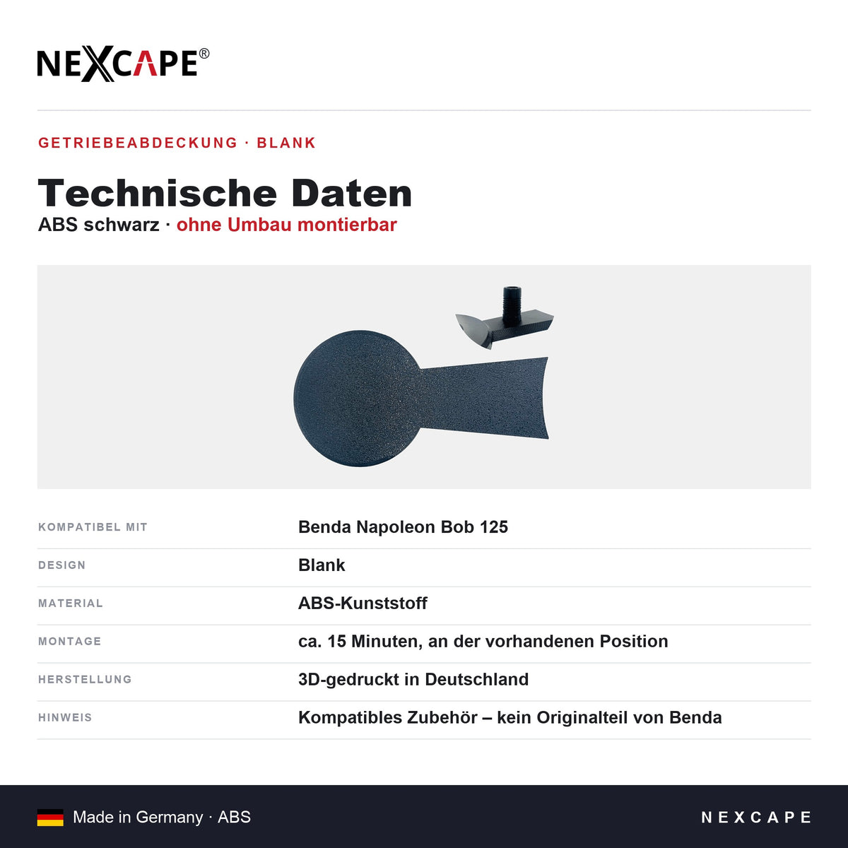 Getriebeabdeckung Blank passend für Benda Napoleon Bob 125 – Technische Daten