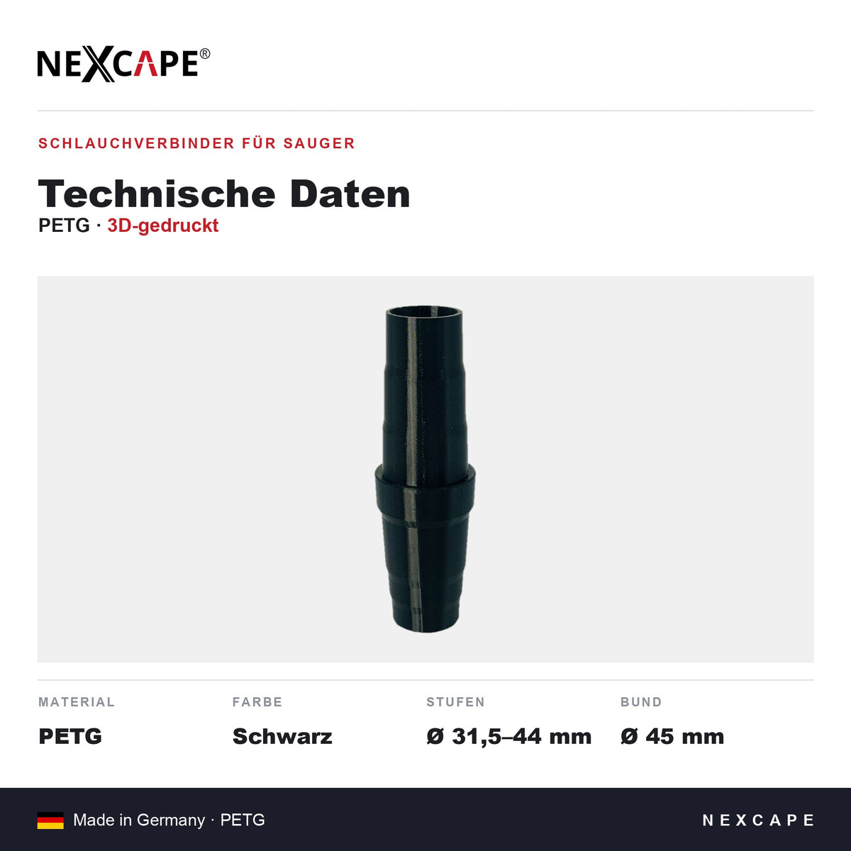 Schlauchverbinder aus PETG – Technische Daten
