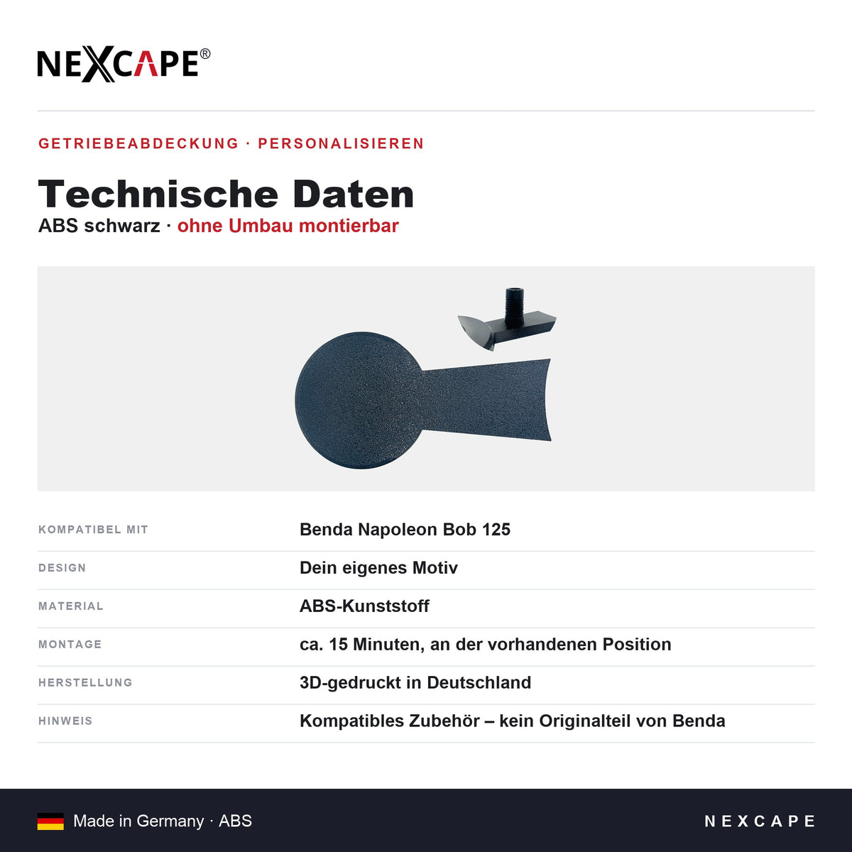 Getriebeabdeckung Personalisieren passend für Benda Napoleon Bob 125 – Technische Daten