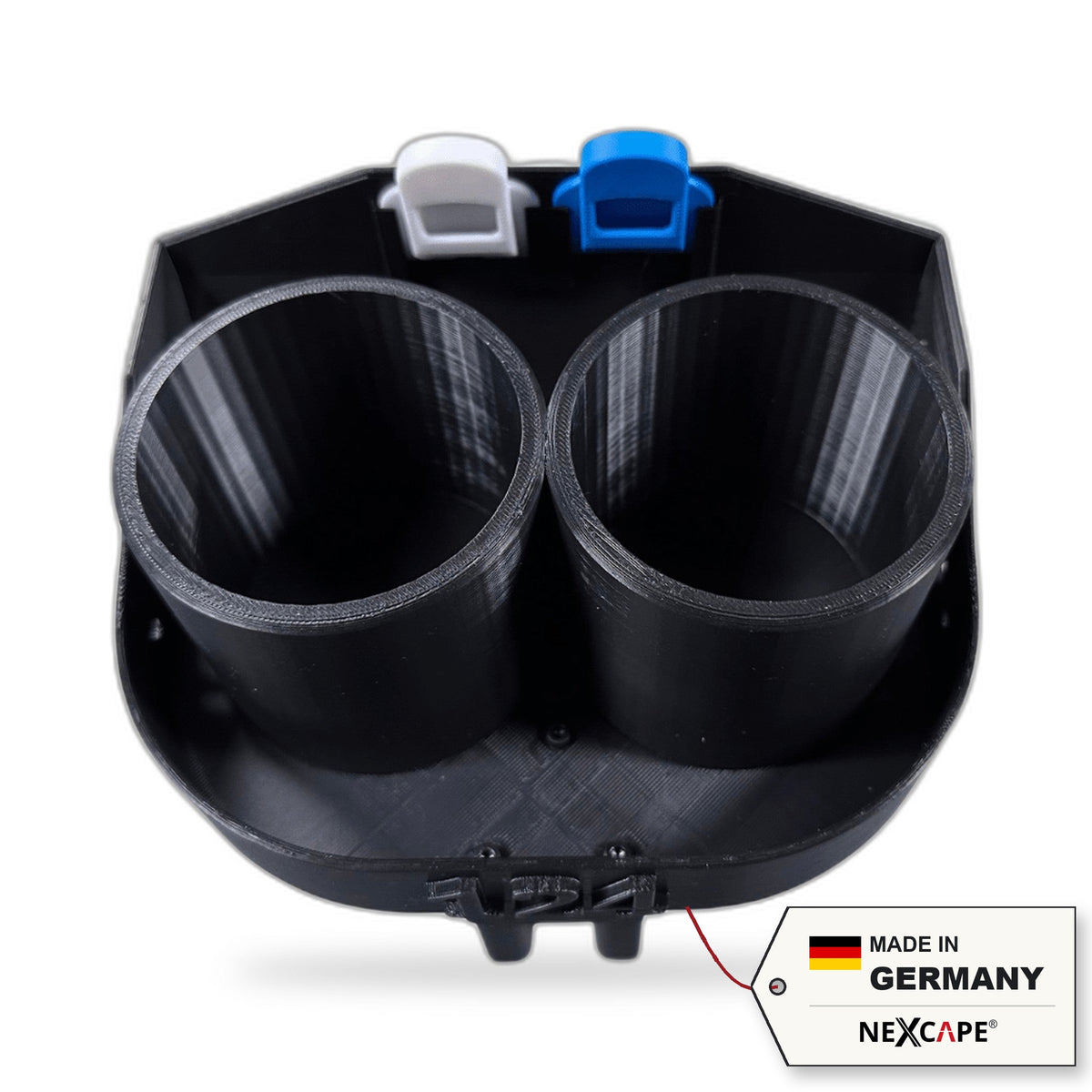 Getränkehalter Premium-Set passend für Fiat 124 Spider/Mazda MX-5 – Überlaufschutz Dosenkappen NEXCAPE® – Produktansicht