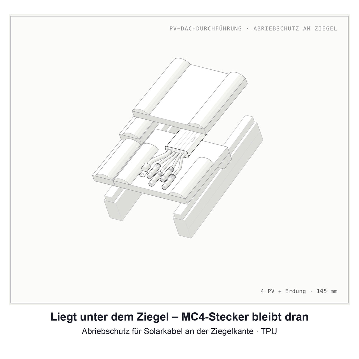 PV Dachdurchführung 105 mm Ziegeldach Solarkabel, ohne MC4-Ausbau | NEXCAPE®