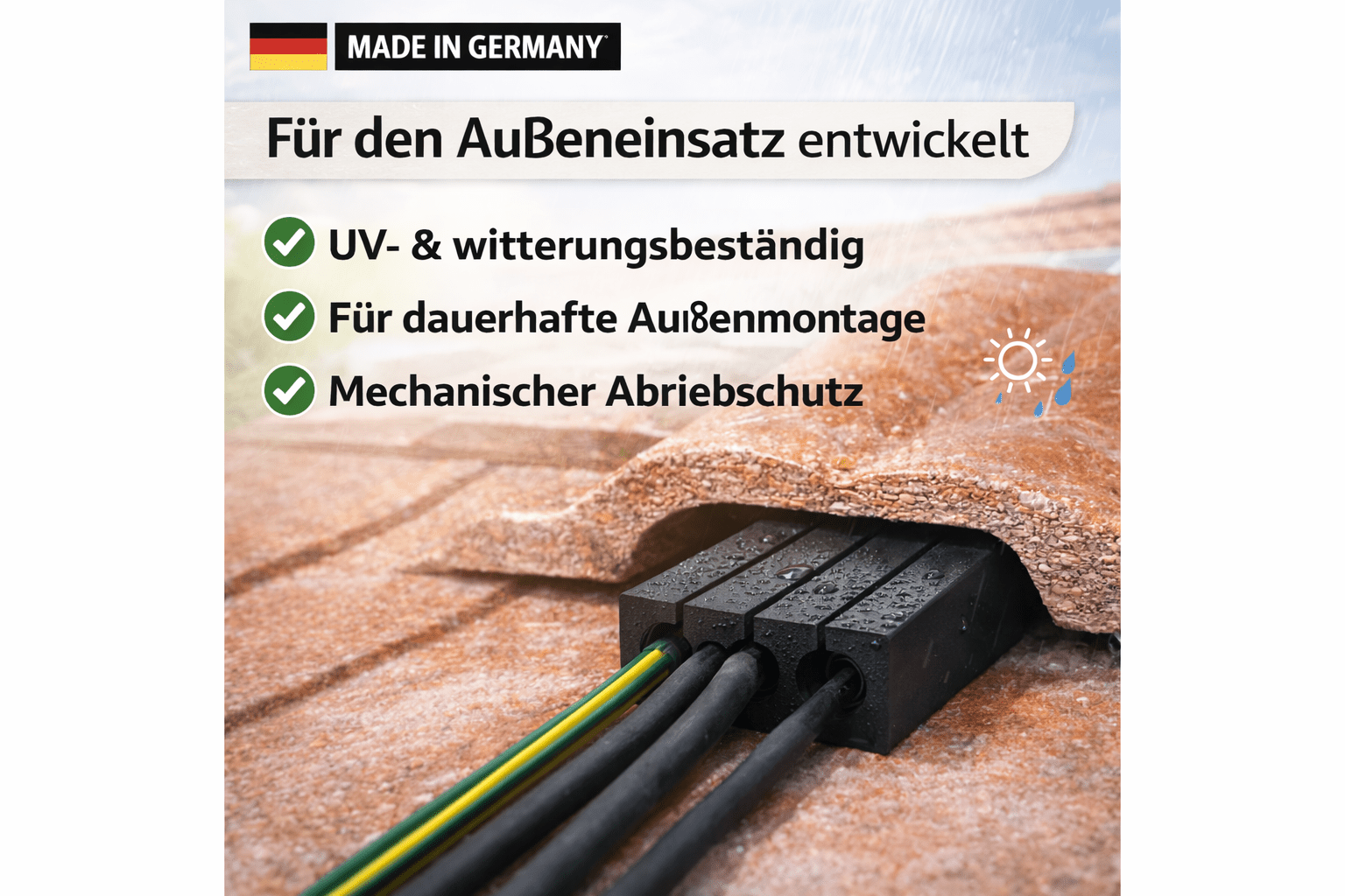 NEXCAPE® PV - Kabeldurchführung fürs Ziegeldach – Solarkabel durchführen ohne Stecker entfernen | Balkonkraftwerk & PV - NEXCAPE