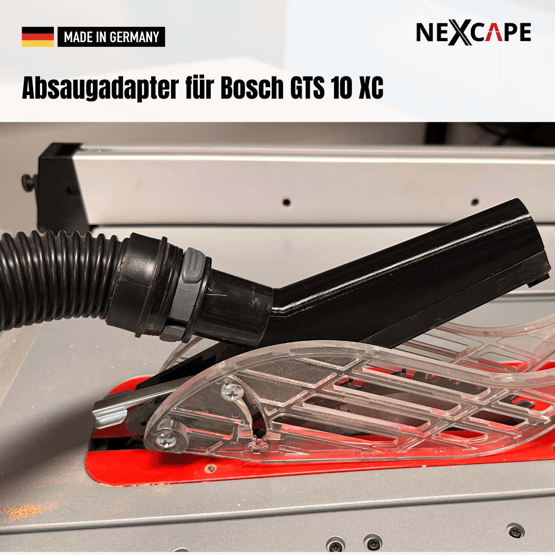 Qualitätsmerkmale NEXCAPE Absaugadapter: aus eigener 3D-Printfarm, stabil mit 50% Infill für lange Lebensdauer, aus hitzebeständigem PETG, Made in Germany