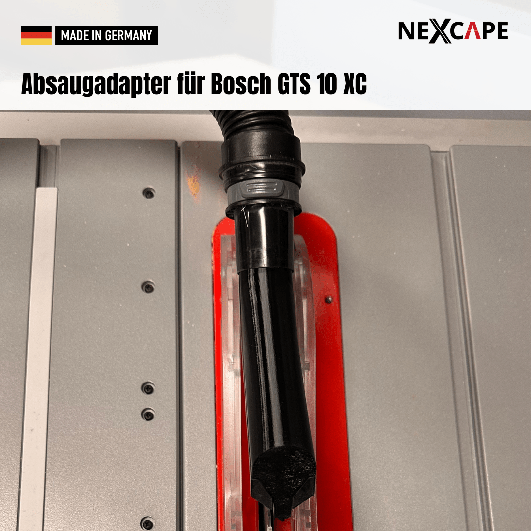 Qualitätsmerkmale NEXCAPE Absaugadapter: aus eigener 3D-Printfarm, stabil mit 50% Infill für lange Lebensdauer, aus hitzebeständigem PETG, Made in Germany