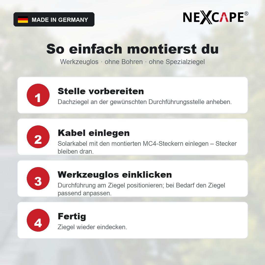 NEXCAPE PV Dachdurchführung 4 Kabel + Erdung (5 Kanäle) – Produktansicht freigestellt