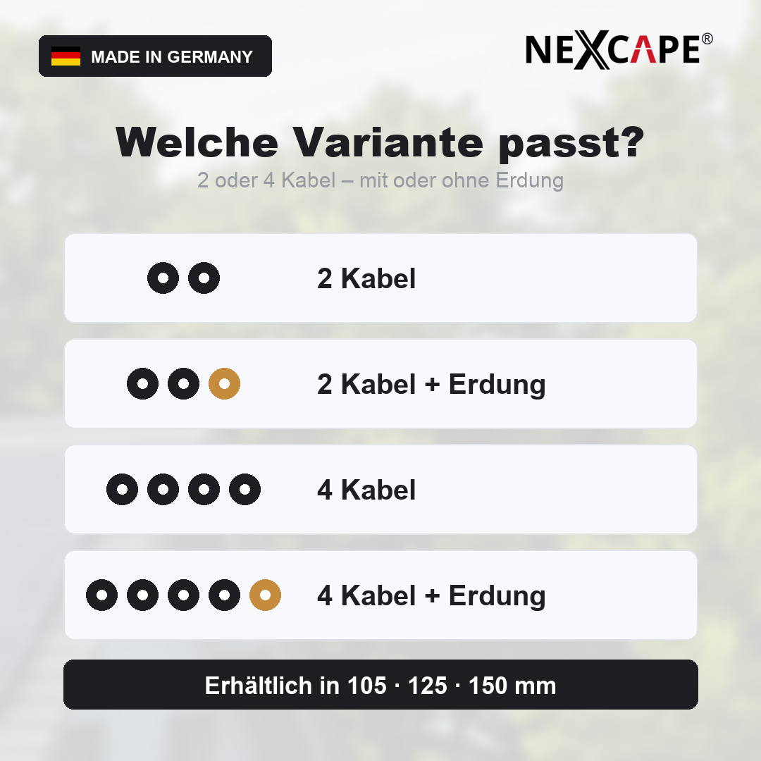 NEXCAPE PV Dachdurchführung 4 Kabel + Erdung (5 Kanäle) – Produktansicht freigestellt