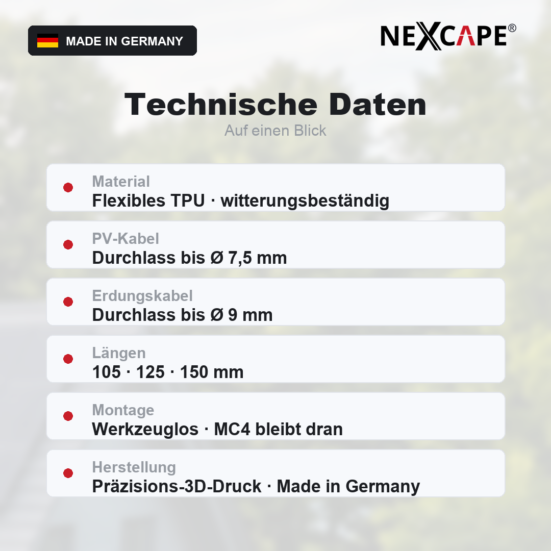 NEXCAPE PV Dachdurchführung 4 Kabel + Erdung (5 Kanäle) – Produktansicht freigestellt
