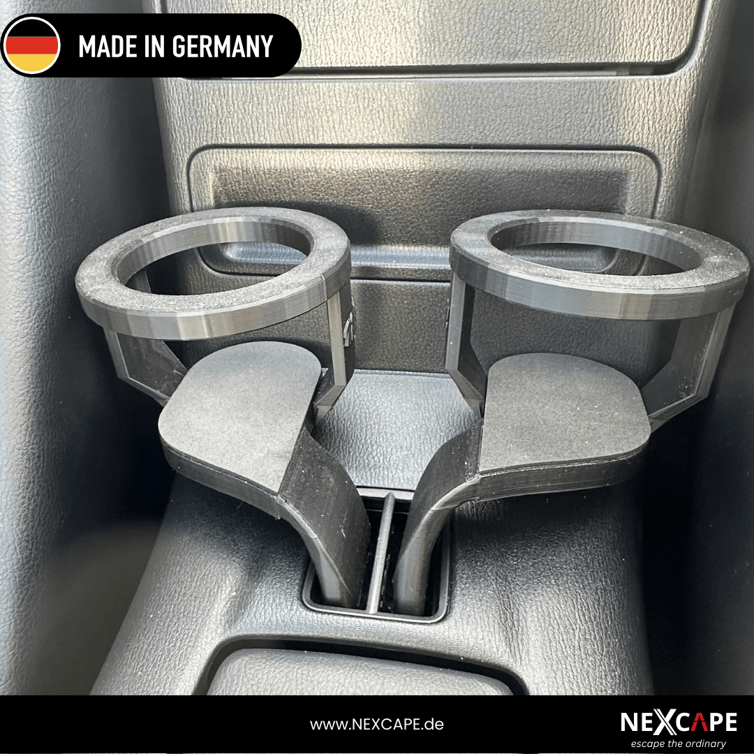 NEXCAPE Getränkehalter 2er-Set zwischen den Sitzen im Mazda MX-5 / Fiat 124 Spider – passgenaue Cupholder-Erweiterung fürs Cabrio, Made in Germany