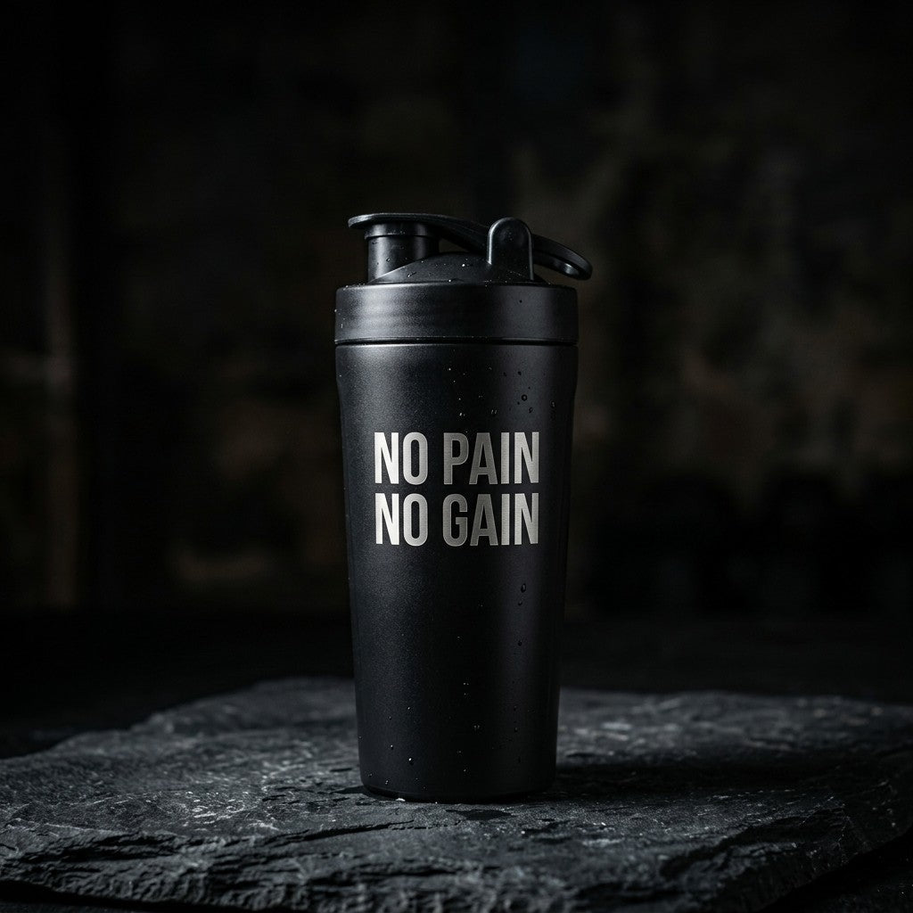 Personalisierter Gym Shaker Schwarz mit Lasergravur – Silberne Premium-Gravur - NEXCAPE