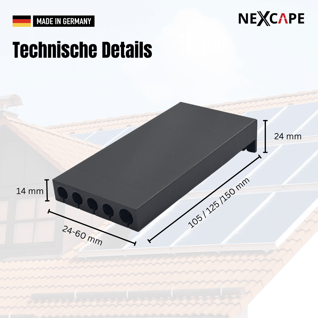 PV - Dachdurchführung Balkonkraftwerk Komplett - Set 4er Ziegeldach Solar MC4 Made in Germany NEXCAPE® - NEXCAPE