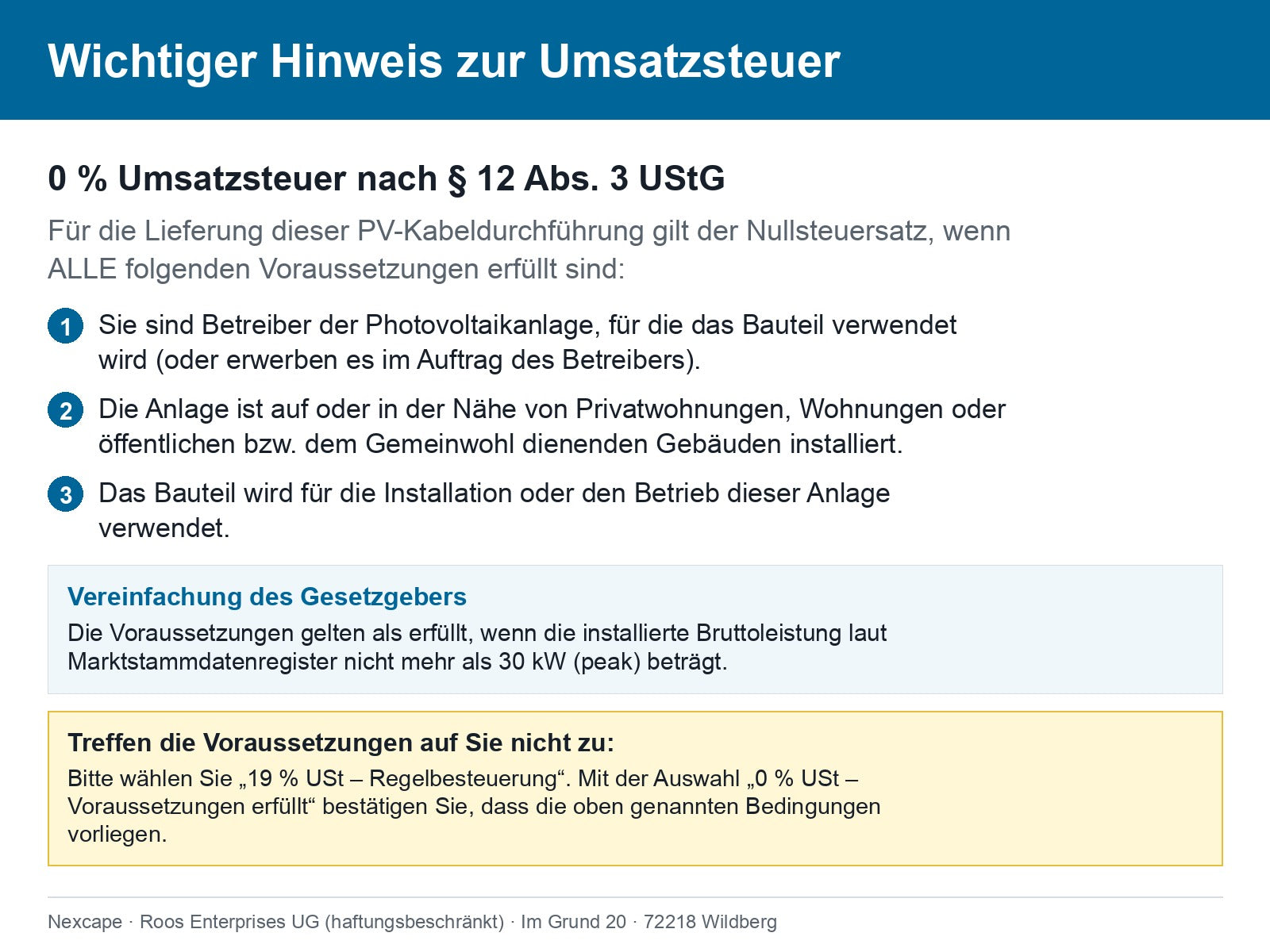Hinweis: 0 % Umsatzsteuer nach § 12 Abs. 3 UStG — Voraussetzungen für den Nullsteuersatz
