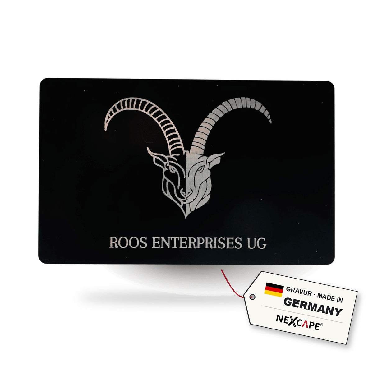 Gravierte Metall-Visitenkarte | Lasergravur, beidseitig, Made in Germany – Produktansicht